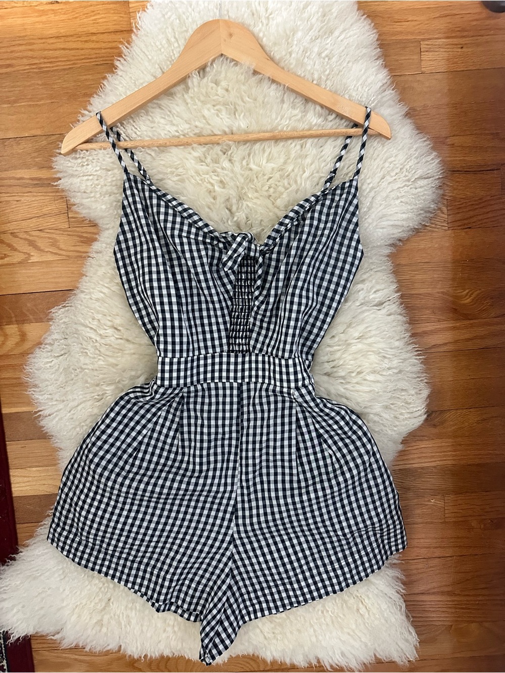 SeaFolly Black and White Gingham Tie-Front Romper